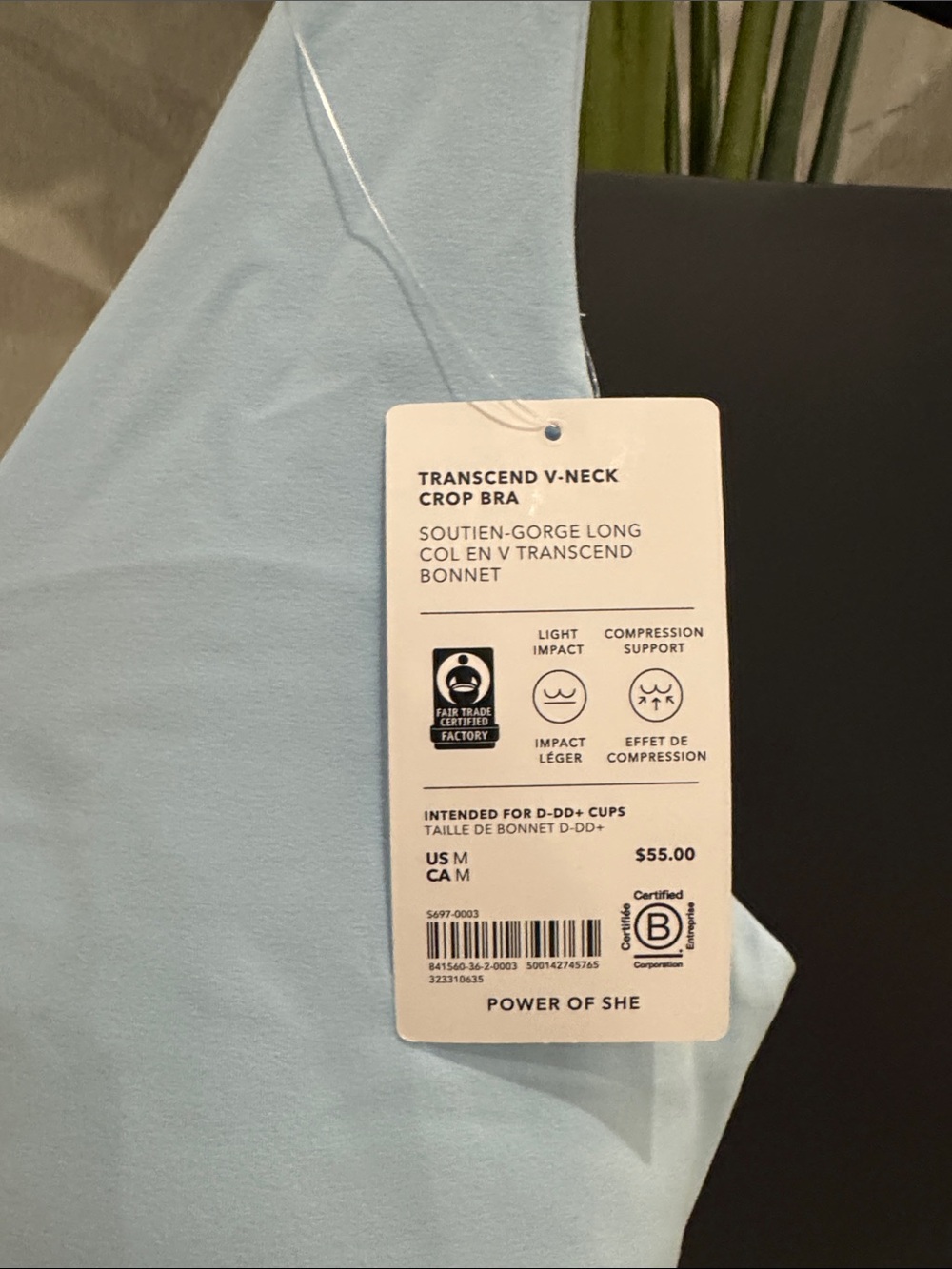 NEW Athleta Transcend V-Neck Women’s Crop Tank Bra Light Blue Medium D cup - Picture 3 of 5
